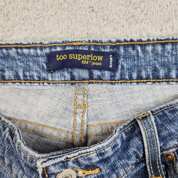 Levi's 518 Superlow Bootcut Jeans Women's 13M Flared Stretch Denim Pants Blue - Picture 7 of 11